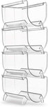 Vtopmart Refrigerator Wine and Water Bottle Holder, 4Pack Stackable Plastic Wine Rack Storage Organizer for Fridge, Cabinet, Pantry, Kitchen Countertops, Clear