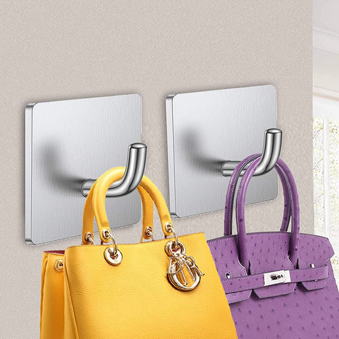 Budding Joy Adhesive Hooks Heavy Duty Stick on Wall Hooks Towel Hooks Door Hooks Waterproof Stainless Steel Adhesive Towel Hooks Adhesive Holders for Hanging Clothes Bathroom Adhesive Hook 4 Pack
