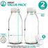 16-Ounce Glass Milk Bottles (2 Pack) - 6 Tamper Proof Screw-On Caps - Milk Jars with Lids - Food Grade Glass Bottles - Dishwasher Safe - Bottles for Milk, Buttermilk, Honey, Syrup - Stock Your Home