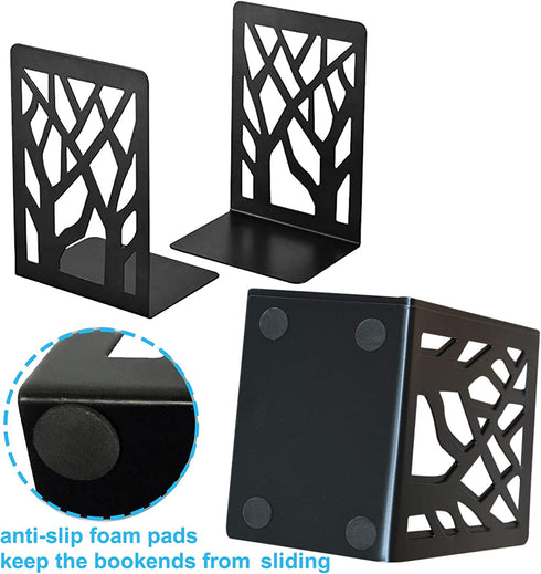 MSDADA Bookends, Book Ends for Shelves, Bookends for Office, Book Ends for Heavy Books, Book Shelf Holder Stand Home Decorative?Metal Bookend Supports, Book Stoppers, Black(3 Pairs)