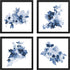 ArtbyHannah 10x10 Framed Blue Floral Wall Art Set of 4 with Black Frames and Flower Print for Gallery Walls or Bathroom Bedroom Decoration
