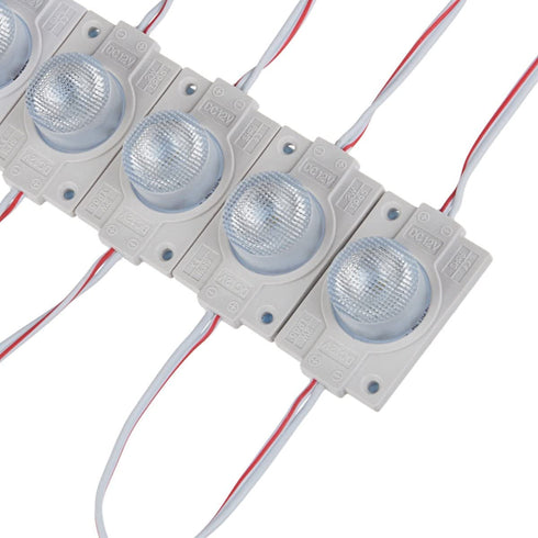 20PCS 12V LED Module with Lens for Light Box 2.0W 6500K White 160-200LM IP65 with Tape Adhesive Back