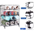 X-cosrack Adjustable Water Bottle Organizer,4-Tier Wall-Mounted Water Bottle Holder, Stackable Water Bottle Storage Rack for Kitchen Countertops,Pantry, Cabinet,Black(Patent Pending)