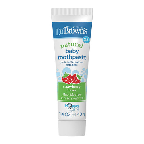 Dr. Brown's Baby Toothpaste, Strawberry Flavor Toddlers and Kids Love, Fluoride Free, Made in the USA, 0-3 years, 1.4oz