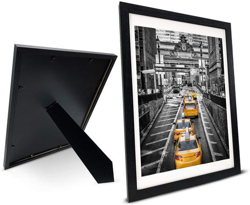 Finefrarm 12x16 Frames Display 11x14 Picture with Mat or 12 x 16 Photo Without Mats Black Picture Frames Wall Art for Living Room and Office Wall Mounting Decor