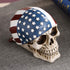 Mary Paxton Skeleton Skull Figurine,American Flag Hood USA Bandanna Human Skull Decor Skeleton Head Sculpture Statue Realistic Decorations Pirate Models Resin Bedroom Crafts Wacky Props Ornament
