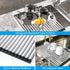 Dish Drying Rack 17.5" x 15", G-TING Over Sink Roll Up Large Dish Drainers Rack, Multipurpose Foldable Kitchen Sink Rack Mat Stainless Steel with Silicone Rims for Dishes, Cups, Fruits Vegetables