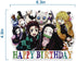 Demon Slayer Birthday Party Supplies 46PCS Japanese Anime Theme Decorations for Boys Dorm 20pcs Balloons, 1pc Happy Birthday Banner, 24pcs Cupcake Toppers, 1pc Huge Manga Cake Toppers for Fans