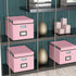 Collapsible File Storage Organizer Boxes with Lids, Huolewa Linen Document Storage, Universal Hanging Filing Organization Box for Letter/Legal Folder, Decorative Office /Home File Bins - Pink (2 Pack)