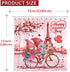 Valentines Shower Curtain for Bathroom, Happy Valentine's Day Gnomes by Bike Waterproof Bath Curtain, Valentine Love Tree Eiffel Tower Fabric Shower Curtains with Hooks for Home Decorations, 72"x72"