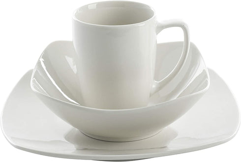 Gibson Home Zen Buffet Dinnerware Set, Service for 4 (12pcs), White (Square)