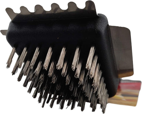 FryOilSaver Co. 90052 Panini Grill Brush - Commercial Electric Grill Stiff Bristle Brush - Stainless Steel Bristles with Hard Plastic Handle - 3 Different Scraper Heads - Heavy Duty Small Grill Brush