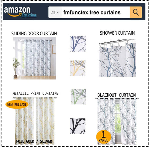 FMFUNCTEX Silver White Semi Sheer Curtains 45inch Tree Branch Short Window Curtain Drapes for Laundry Small Windows Metallic Print Modern Curtains for Chrismas D©cor Grommet Top 2pcs