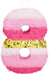 Small Pink and Gold Foil Number 8 Pinata for Kids 8th Birthday Party Decorations (16.5 x 11 Inches)