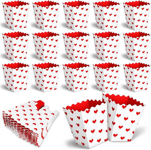 Valentine's Day Conversation Hearts Treat Candy Boxes Valentine's Day Popcorn Boxes Heart Print Dessert Popcorn Cups Party Favors for Valentine Wedding Birthday Party Supply (30 Pieces)