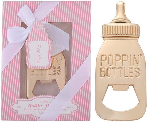 12pcs Poppin Bottle Opener Baby Shower Favor Gifts for Boy Girl with Exquisite Packaging Box Wedding Favor For Guests Baby Shower Souvenirs Party Supplies by WeddParty (New Pink)