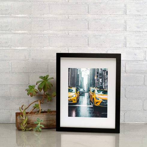 Picture Frame 10x12 Black Picture Frames Set of 2, Display Pictures 7x9 with Mat or 10x12 Without Mat, Solid Wood Photo Frames for Wall or Tabletop Display,Black