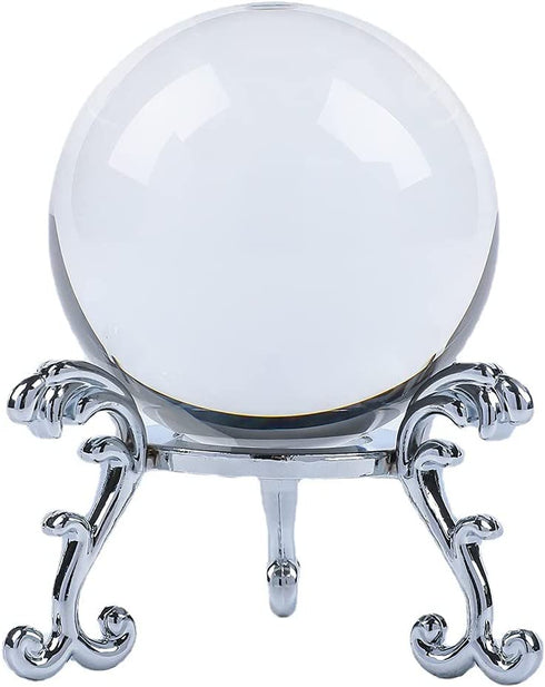 Crystal Clear Crystal Ball 60mm (2.3 inch) Including Golden Flower Stand and Gift Package (80MM, Clear)