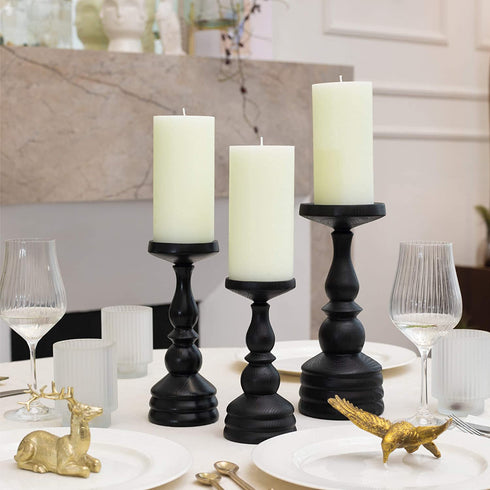 CANDWAX 3x6 Pillar Candles Set of 3 - Decorative Rustic Candles Unscented and Valentines Candles - Ideal as Wedding Candles or Large Candles for Home Interior - Ivory Candles