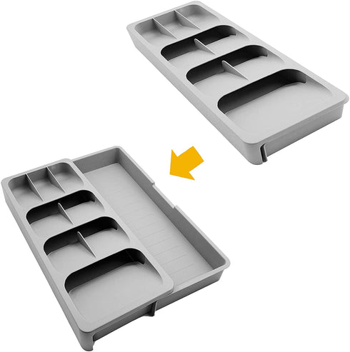 POTTIIS Kitchen DrawerStore Expandable Set?Expandable Plastic Kitchen Cabinet Drawer Storage Organizer Tray - for Storing Organizing Cutlery, Spoons, Cooking Utensils, Gadgets