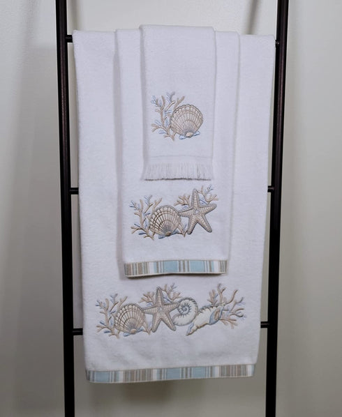 Avanti Linens Sand Shells Collection, Fingertip Towel, White