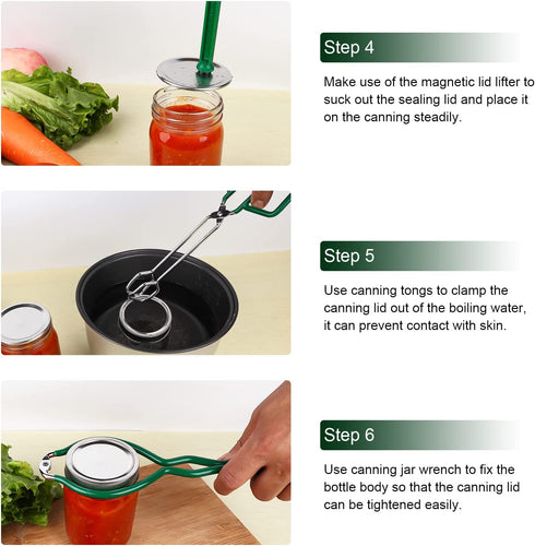 Canning Supplies Starter Kit, 8 Piece Set, Canning Tools and Accessories with Jar Funnel, Jar Lifter, Kitchen Tongs, Magnetic Lid Lifter, Jar Wrench, Silicone Spatulas, Bubble Popper, Label, Green