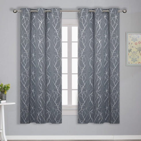 Estelar Textiler Kids Room Darkening Blackout Curtains Grommet Bedroom Decorative Silver Wave Line Curtains for Bedroom 38W x 54L Grey 2 Panels