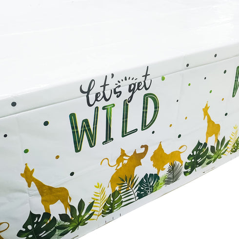 FVABO Safari Tablecloth - 2Set Jungle Themed Table Cover, for Wild Party Supplies, Animal Themed Baby Shower Birthday Table Cloth Decorations(54in x 108in)