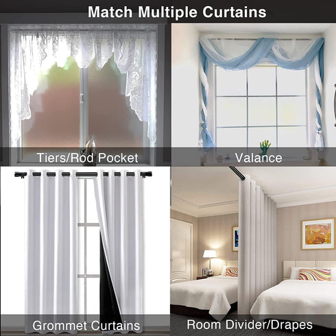 Black Curtain Rods for Windows 28 to 86 Inch - 1 Inch Small Curtain Rod with Window Treatment Hardware - Easy Instal Simple Outdoor Curtain Rod for Patio Door Bedroom