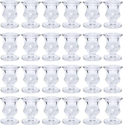 Hosley Set of 12 Glass Taper Candle Holders 2.5 Inches High Ideal Gift for Weddings Party Favor Reiki Meditation O3