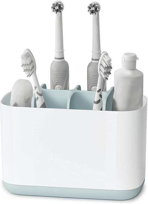 Joseph Joseph 70501 EasyStore Toothbrush Holder Bathroom Storage Organizer Caddy, Large, Blue
