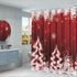Red Christmas Shower Curtain White Xmas Snowflake Glitter Sparkle Tree Bath Curtain Merry Christmas Eve Home Bathroom Decor Waterproof Fabric Curtains 72x72 inch