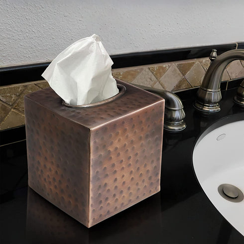 Monarch Abode Monarch Copper Finish Hand Hammered Metal Tissue Box Cover