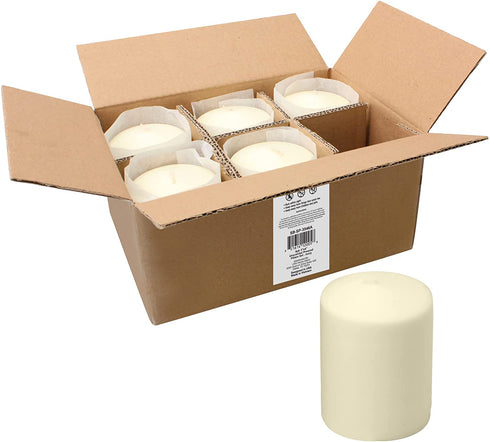Stonebriar 35 Hour Long Burning Unscented Pillar Candles, 3x4, Ivory