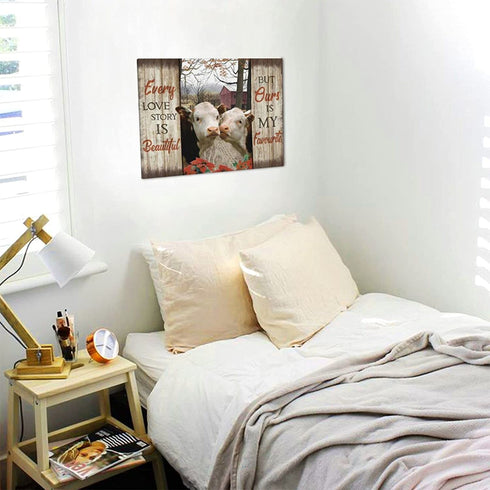 Farmhouse Animal Cow Wall Art Inspirational Picture Canvas Painting Rustic Wall Decor Mordern Artwork Prints Home Decorative For Living Room Bedroom Bathroom Framed 12x16inch