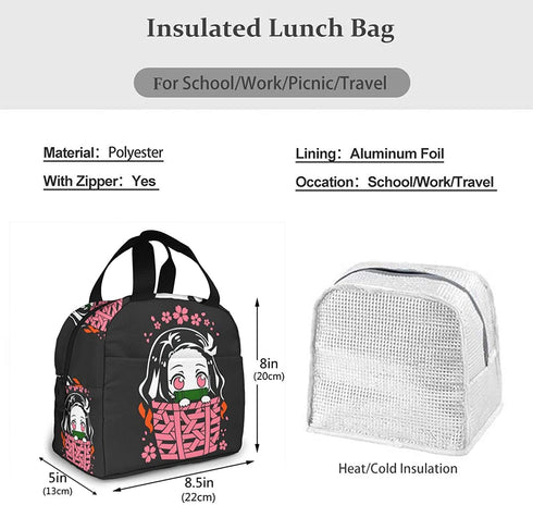Lunch Bag Tote Meal Bag Reusable Insulated Portable Anime Lunch Box For Women Mens Boy Girl Work School Picnic