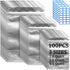 100pcs Mylar Resealable Bags for Food Storage with Stickers, Sealable Smell Proof Zip Pouch Bag, Edible Packaging with Double Side Aluminum Foil, 2.6quarts, 1.1quarts, 0.5quarts