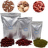 100pcs Mylar Resealable Bags for Food Storage with Stickers, Sealable Smell Proof Zip Pouch Bag, Edible Packaging with Double Side Aluminum Foil, 2.6quarts, 1.1quarts, 0.5quarts
