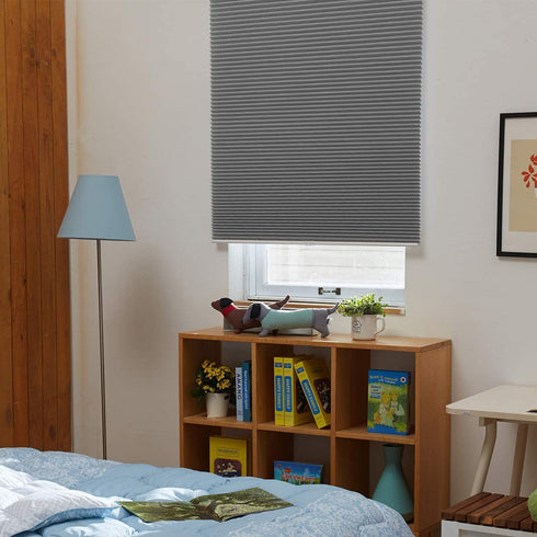 Blackout Cellular Shades Cordless Honeycomb Blinds Fabric Window Shades, 30x64 inch, Cool Silver(Blackout)
