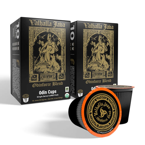 Death Wish Coffee Vahalla Java Single Serve Pods - The World's Strongest Coffee - Medium Roast Coffee Pods - Made with USDA Certified Organic Fair Trade Arabica and Robusta Beans (20 Count)
