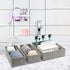 ELONG HOME Woven Baskets for Storage, Small Hand-Woven Storage Basket with Durable Metal Frame, Woven Strap Baskets for Organizing, Set of 4, Grey