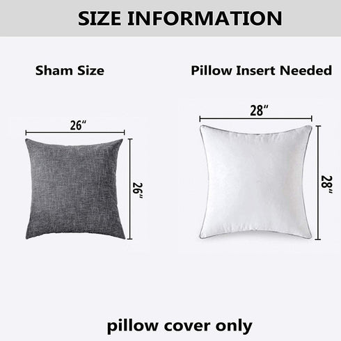 Kevin Textile Pillow Covers Decorative Throw Pillow Covers Linen Square Cushion Case 26" x 26"/66cm x 66cm Dark Grey Farmhouse Pillowcase, 2 Pack