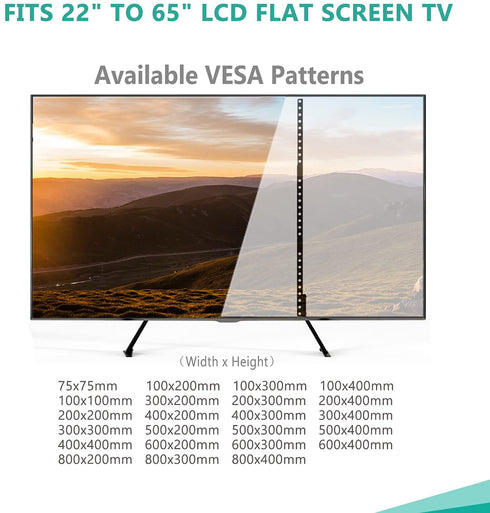 WALI Universal TV Stand Tabletop, for Most 22 to 65 inch LCD Flat Screen TV, VESA up to 800 by 400mm (TVS001), Black