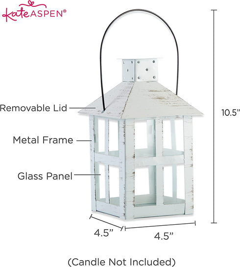 Kate Aspen White Lantern, 9 Inch Decorative