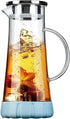 BOQO Glass Water Pitcher,50 Oz Carafe with Lid,Glass Water Jug with Particular Coaster and Brush,Glass Water Jar