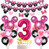 Cartoon Mouse Party Decorations Supplies 3rd Theme Hot Pink Happy Birthday Banner Garland Head Balloons Cake Topper for 3 Year Old Girl