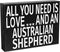 JennyGems All You Need Is Love and an Australian Shepherd Sign, Australian Shepherd Gifts, Australian Shepherd Decor, Australian Shepherd Mom, 8x6 in Wood Wall Hanging