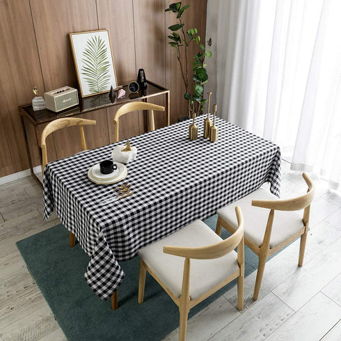 Locika Rectangle Gingham Checkered Tablecloth,Waterproof Spillproof Buffalo Plaid Tablecloth,Washable Wipeable Stain Resistant Fabric Tablecloth (Black and White Checkered, 60" x 104")
