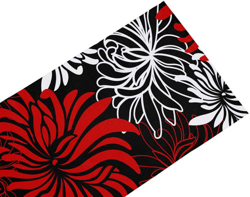 Floral Table Runner-Red Black White Cotton linen-Long 108 inche Dresser Scarves,Flower Tablerunner for Kitchen Coffee/Dining Table Bedroom Home Living Room,Scarf Decor for Summer Spring Holiday Dinner