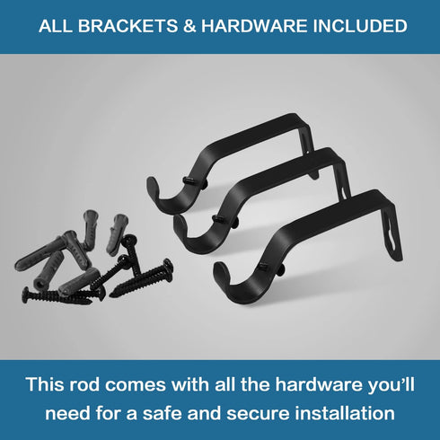 H.VERSAILTEX Window Curtain Rods for Windows 48 to 84 Inches Adjusts Decorative 3/4 Inch Diameter Single Window Curtain Rod Set with West Square Classic Finials, Black with Antique Bronze Finishing